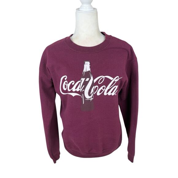 Coca Cola Sweatshirt Womens Size S Burgundy Retro Vintage Classic Y2K Crew - Picture 2 of 12
